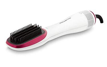 Стайлер для волосся 2-в-1 Rowenta CF6220 Wonder Air Brush фен-щітка та вирівнювач, 900 Вт, іонізація, з чохлом для зберігання, білий/рожевий