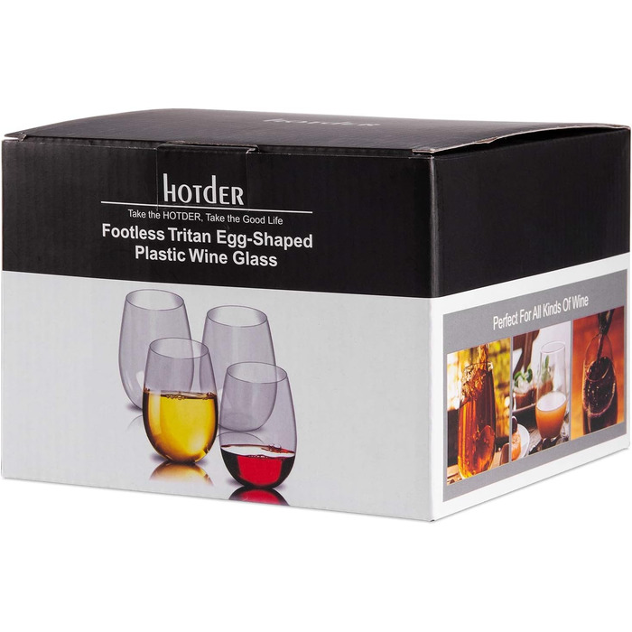 Склянки для гарячої води склянки для пиття склянки для соку 470 мл Tritan-BPA-Free безстеблові пластикові келихи для вина набір з