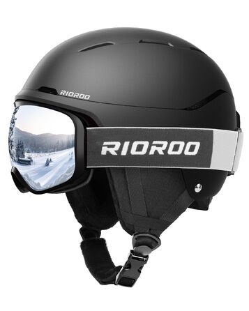 Лижний шолом з комплектом окулярів, регульований вентильований спортивний шолом з окулярами, підходить для зимових видів спорту, сноубордингу, катання на лижах, вітрозахисний, підходить для підлітків чоловічої та жіночої статі, лижні шоломи, чорний, розмі