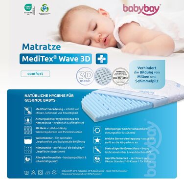 Матрац для ліжечка Babybay MediTex Wave 3D підходить для моделі Midi, підходить для моделей Midi та Mini