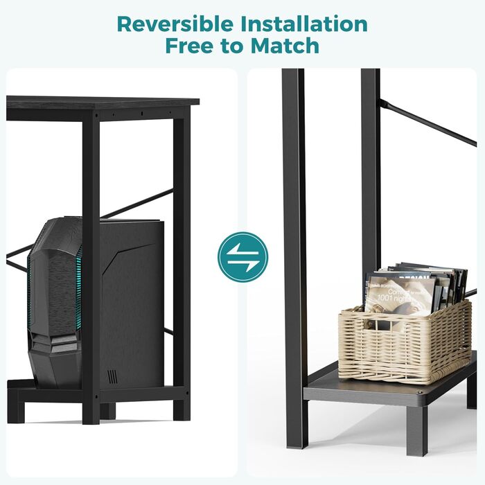 Подібний стіл OLIXIS, 50-дюймовий офісний ігровий комп&39ютерний стіл, кутовий ПК-стіл з бічною кишенею та двосторонньою полицею для домашнього офісу, навчання, письма, чорний