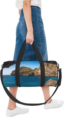 Спортивна сумка для фітнесу та подорожей з принтом Арка Мальорки, чорна, універсальний розмір