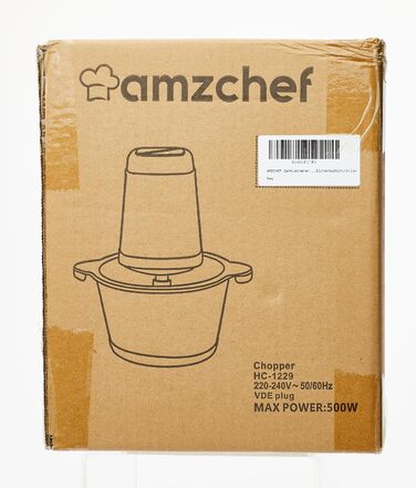 Електричний кухонний подрібнювач AMZCHEF, мультиподрібнювач 500 Вт з чашею з нержавіючої сталі 1,5 л, 2 режими швидкості, 4 леза для м'яса, овочів, цибулі, фруктів, функція безпеки