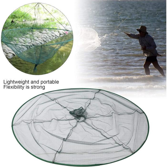 Рибальська сітка Bnineteenteam, складна рибальська сітка, 150 см, високоміцна нейлонова тканина, плаваюча клітка для креветок, інструмент для риболовлі, рибальська сітка, рибальське приладдя