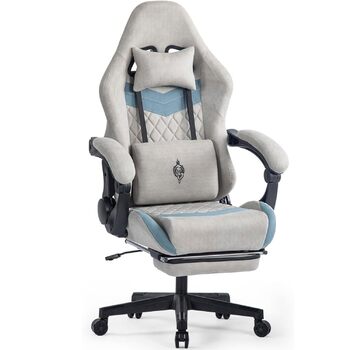 Ігрове крісло, ергономічне ігрове крісло з підставкою для ніг, гоночне ігрове крісло з підголівником, регульоване комп&39ютерне крісло, регульована висота, поперекова підтримка для домашнього офісу та ігор
