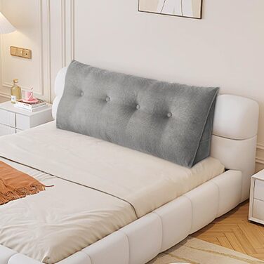 Подушка для спини OHMG 120/140/160/180/200 см, клиноподібна подушка, підходить для ліжка та дивана, трикутна подушка для читання, подушка зі знімним чохлом, який можна прати, з практичною бічною кишенею, подушка для сидіння, настінна подушка 120*50*20 см 