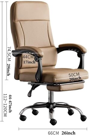 Офісне крісло з високою спинкою, ергономічні шкіряні крісла з подушкою сидіння, крісло з кутом відкидання 135 та поперековою опорою, поворотні крісла з регулюванням висоти (білий, B) Білий B