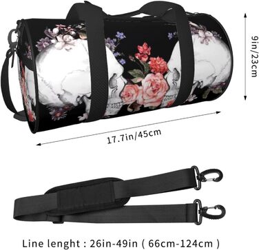 Дорожня сумка-циліндр з квітково-черепним принтом, спортивна сумка для чоловіків та жінок, сумка-мішок, спортивна дорожня сумка