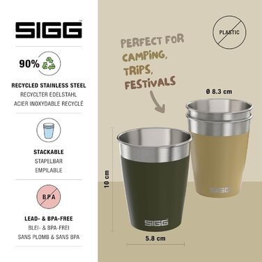 Набір дорожніх чашок - 3 дорожні чашки об&39ємом 0,35 л - можна мити в посудомийній машині, можна складати один на один та багаторазово використовувати - без бісфенолу А - міцна нержавіюча сталь - ідеально підходить для кемпінгу та використання на природі