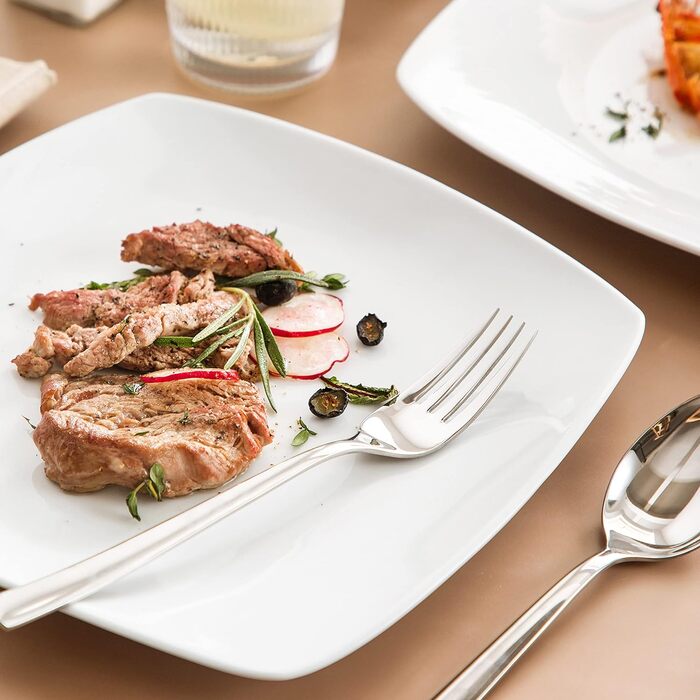 Серія Julia, Набір тарілок на 6 персон Сучасна, Біла порцелянова обідня тарілка з 6 предметів, Маленька обідня тарілка 24,8 см Обі