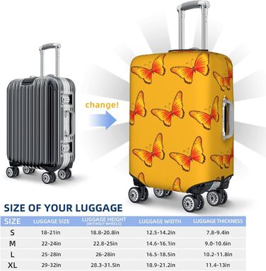Чохол для валізи Чарівний метелик еластичний, що прається, захист для подорожей та роботи (для валіз розміром 45,7 - 81,3 см), чорний, середній розмір