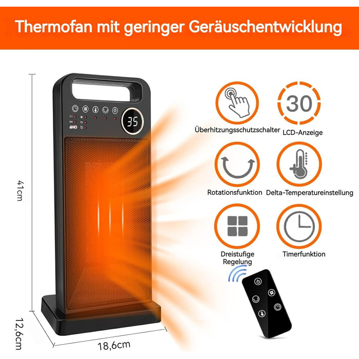 Керамічний тепловентилятор Енергозберігаючий Тихий, електричний обігрівач Miavogo 2000 Вт З 3-ступінчастим нагріванням, функцією т