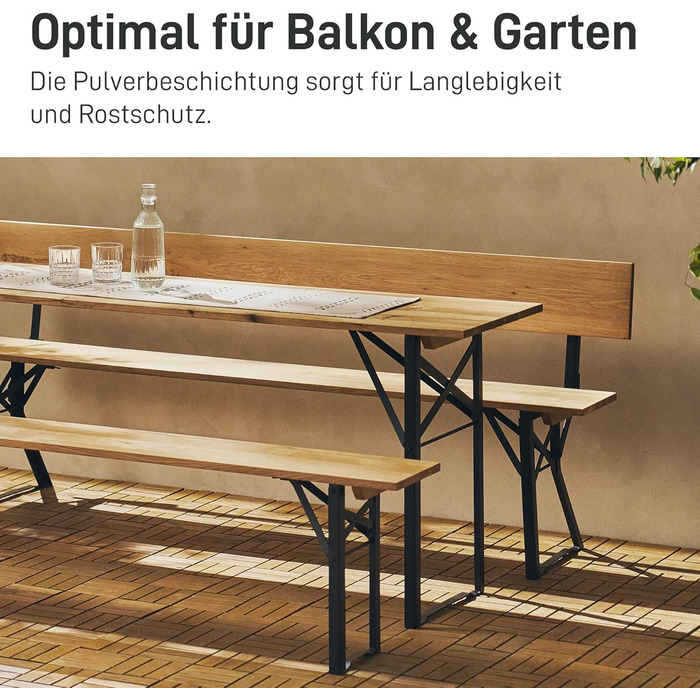 Набір для пивного саду Natural Goods Berlin, 2 предмети - металевий каркас для пивного столика (чорний, 70 см x 42 см) - ніжки для столу - міцний каркас столу для саду, патіо та кемпінгу, В70 x Ш42 см - стіл чорного кольору