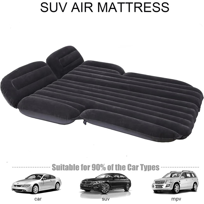 Надувний матрац Icelus для автомобілів, позашляховиків, з повітряним насосом, 195 * 130 * 15 см, надувний кемпінговий комбінований матрац для заднього сидіння автомобіля, товстіший матрац для багажника, ліжко для кемпінгу, подорожей на свіжому повітрі, De