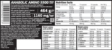 Високоякісна харчова добавка Olimp Nutrition BCAA 5500 Mega Caps з великою кількістю найважливіших амінокислот та білків, 400 капсул