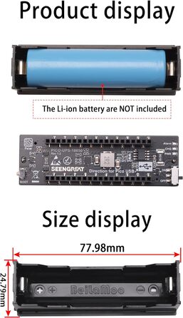 Модуль безперебійного живлення SEENGREAT для Raspberry Pi Pico, джерело безперебійного живлення, підтримує Pico під час заряджання та контролює робочий стан батареї через мікросхему INA219 з інтерфейсом I2C