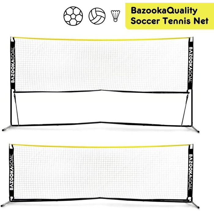 Тенісна сітка BazookaGoal 300x100 см, повний комплект - регульована та складна - волейбольна сітка для дітей та дорослих - розсувна та складна - теніс - волейбол - бадмінтон - висока якість