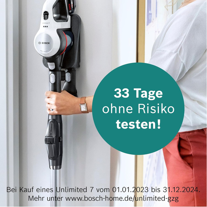 Акумуляторний пилосос Bosch Unlimited 7 BSS715CARP, бездротовий, шарнірна трубка, гігієнічний фільтр, 10-річна гарантія на двигун,