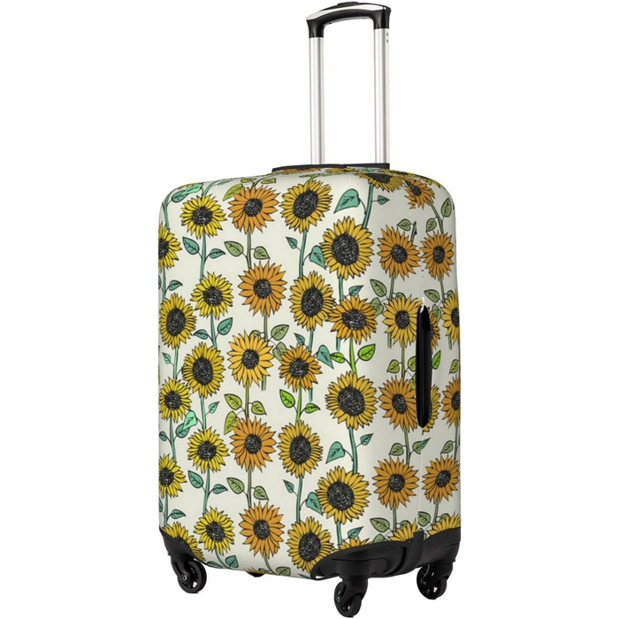Чохол для валізи Сонячні квіти з еластичною тканиною, захисний від подряпин та пилу, чорний, розмір 80