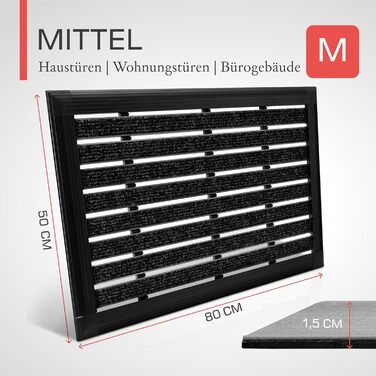 Килимок для вулиці, алюмінієвий килимок для дверей, 50x80 см, килимок для вхідних дверей AluGant, скребок для взуття для вулиці вхідний килимок, алюмінієві килимки для дверей, килимок для вулиці, скребок для взуття, антрацитовий, 50 x 80 см (прямокутний),