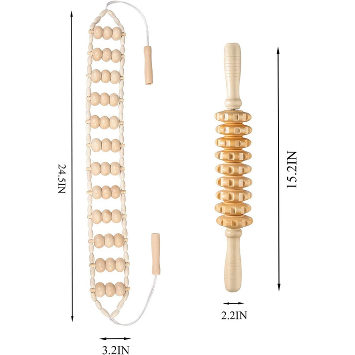 Два інструменти для текстури деревини, портативний ручний робочий верстат, дерев'яний та масажний ролик на спині, дерев'яний масажний маховичок для полегшення болю