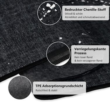 Захисний килимок для офісних стільців 90x120 см - Розкішний килимок для офісних стільців з принтом для паркету та твердих підлог, універсальний килимок для офісного крісла для дому та офісу (Чорний, 90 x 120 см) 90 x 120 см Чорний