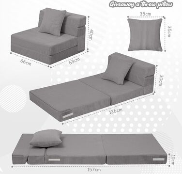 Диван MeMoreCool Cord Play, Дитячий диван, Дитячий диван Glow, Дитячий розкладний диван, Диван-фліп, Дитячий диван, Z-подібне ліжко, Розкладний дитячий диван, Ліжко на підлогу, Розкладний диван для ігрової кімнати, Сірий шнур сірого кольору