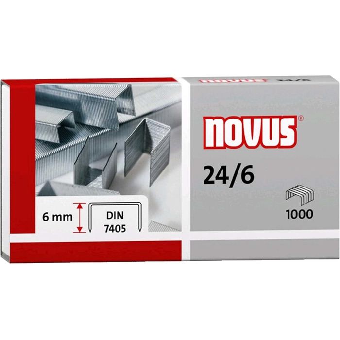 Упаковок по 1 000 штук скоб Novus 040-0158, 24/6, оцинкована, 100 000 штук, 100