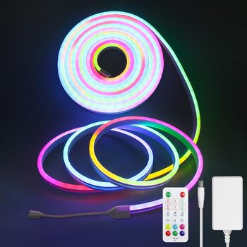 Неонова світлодіодна стрічка Aclorol RGB IC 24 В зі світлодіодною стрічкою з керуванням додатком Водонепроникна зовнішня гнучка світлодіодна трубка, що змінює колір, працює з керуванням програмами Синхронізація музики для вечірок, настінного декору, телев