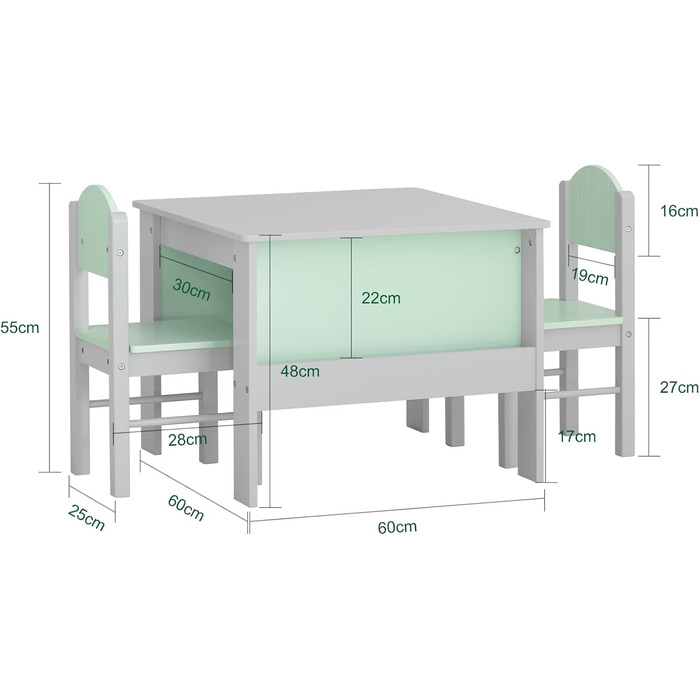 Дитячий стіл зі стільцями SoBuy KMB88-HG, комплект дитячих сидінь для приміщень, комплект дитячого столу та стільців, художній стіл для дітей, група сидінь, світло-сірий