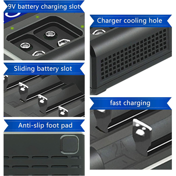 Інтелектуальний зарядний пристрій Docooler Liito Kala LII-S8, 8 слотів, автоматичний/ручний, світлодіодний, сумісний із літієвими акумуляторами 18650, 26650, 21700, 26700, AA, AAA