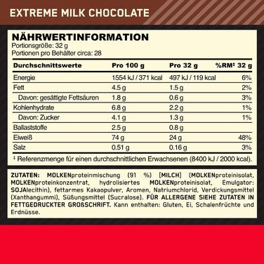 Протеїновий порошок Optimum Nutrition Gold Standard 100, смак надзвичайно молочного шоколаду, 896 г, 28 порцій