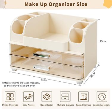 Органайзер для косметики з шухлядами, органайзер для пензлів, пластикова коробка для зберігання косметики, органайзер для засобів догляду за шкірою, багатофункціональний органайзер, коробка для зберігання косметики для туалетного столика.