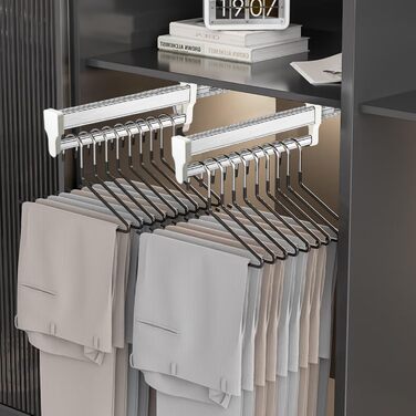 Висувна штанга для одягу для висування вішалок для одягу. Регульована телескопічна штанга для гардеробу, 347 мм, біла.