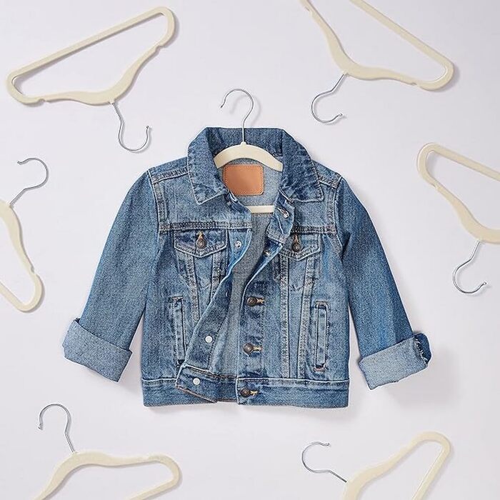 Дитячі оксамитові вішалки для одягу Storeo Basics, нековзні вішалки для немовлят та малюків, 29 см, 50 шт., бежевого кольору