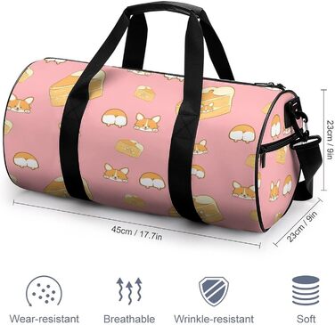 Мила дорожня сумка з собачкою та тістечком, спортивна сумка для чоловіків та жінок