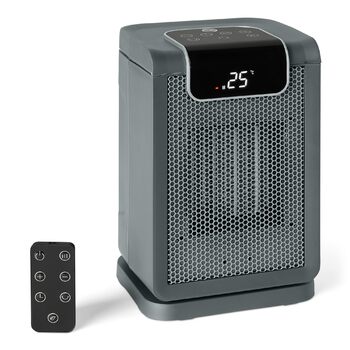 Керамічний обігрівач Storeo Basics, 1800 Вт, з пультом ДК, осциляцією 70, цифровим дисплеєм, 5 режимами та 24-годинним таймером, 25 см, сірий