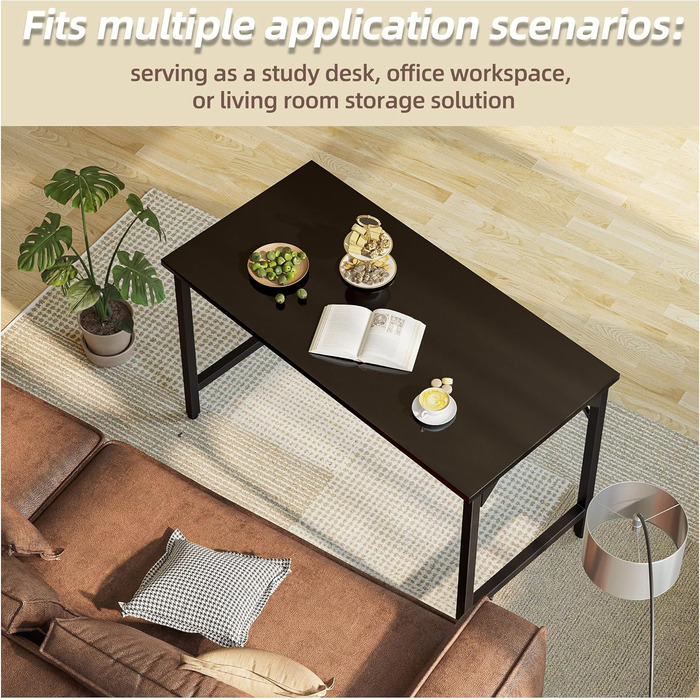 Письмовий стіл, невеликий офісний стіл для навчання та письма, дитячий стіл, простий ігровий стіл для ПК, регульовані ніжки, чорний 80 x 40 см, 80