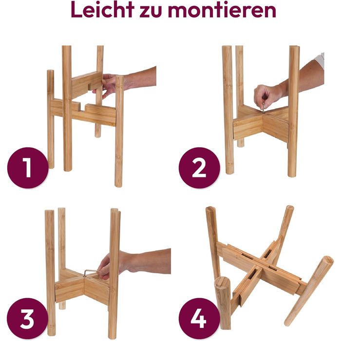 Підставка для рослин Gadgy - Набір із 2 бамбукових підставок для квітів - Регульовані квіткові табурети для горщиків діаметром до 30,5 см - Підставка для квіткових горщиків, висота 35,5 см - Підставка для рослин на бамбукових ніжках.