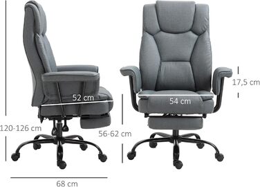 Офісне крісло Vinsetto Ергономічне крісло керівника Поворотне комп&39ютерне крісло з регулюванням висоти на 360 з підголівником та м&39якими підлокітниками з підставкою для ніг Штучна шкіра 68 x 80 x 120126 см