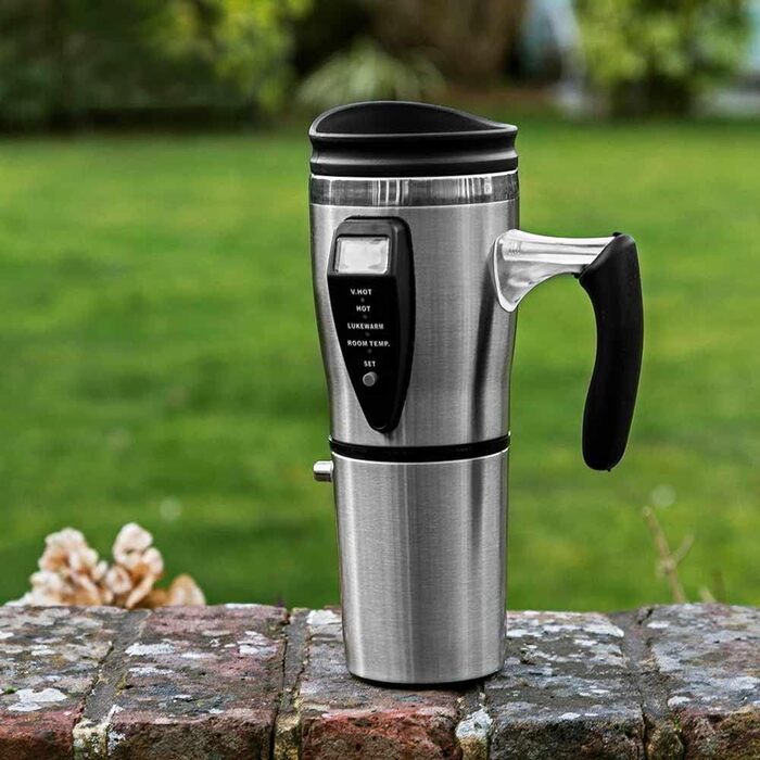 Дорожня кружка InGenious з підігрівом з нержавіючої сталі з 4 рівнями нагріву, адаптером для прикурювача 12 В та місткістю 450 мл