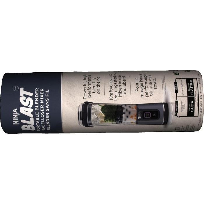 Портативний блендер / блендер / блендер для приготування смузі Ninja Blast, чаша 530 мл, кришка з захистом від розливу, потужний м