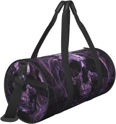 Дорожня сумка Тропічний пляж пальми, захід сонця, кругла форма, велика місткість, легка та міцна, ідеальний подарунок для подорожей, відпустки, ділових поїздок та іншого. Дизайн фіолетовий череп, універсальний розмір.