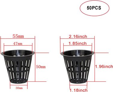 Сітка для рослин для гідропоніки, сітка для горщиків для гідропоніки, чашка для гідропоніки, пластик, чорний, 50 шт.