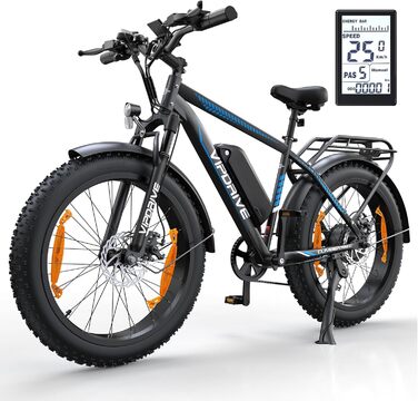 Чоловічі електричні велосипеди Ebike 48V 13Ah 624Wh знімний акумулятор, 24-дюймові жирові шини 250W мотор 5 PAS режим жіночий E Bike 7-швидкісний з РК-дисплеєм синій13AH 624Wh 62Nm.