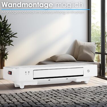 Настінний обігрівач Echos 12-годинний таймер 2000 Вт Енергозберігаючий Дистанційне керування Керамічний нагрівальний елемент Міні-обігрівач 2 рівні потужності Інфрачервоний обігрівач Швидкий обігрівач Настінний монтаж