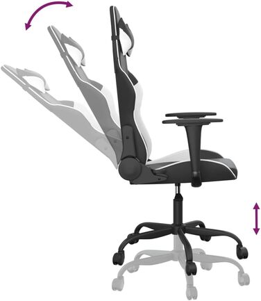 Ігрове крісло INLIFE чорно-біле зі штучної шкіри, Меблі, Крісла, Ігрові крісла, Біле, 16,1 кг, 3143646