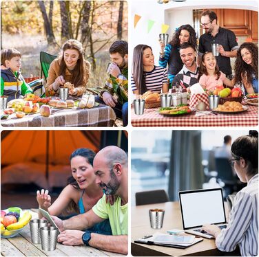 Набір чашок з нержавіючої сталі (5 предметів), штабельовані металеві чашки для пиття об&39ємом 300 мл з подвійними стінками, ударостійкі чарки, туристичні кухлі з молотковим візерунком, ізольовані чашки з нержавіючої сталі для пива, соку, води