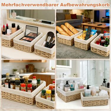 Кошик для зберігання, плетений кошик для хліба, 3 шт., подарунковий кошик, невеликий набір, коробка для зберігання з ротанга з підкладкою, декоративний плетений кошик для хліба для вітальні, подача випічки, хакі