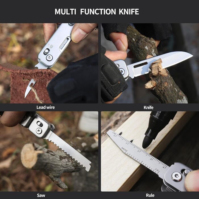 Багатофункціональний складаний ніж 13 в 1 з нержавіючої сталі з ножицями, пилкою, викруткою, консервним ножем для відпочинку на пр